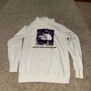 The North Face White Crewneck Sweater with Camo Logo